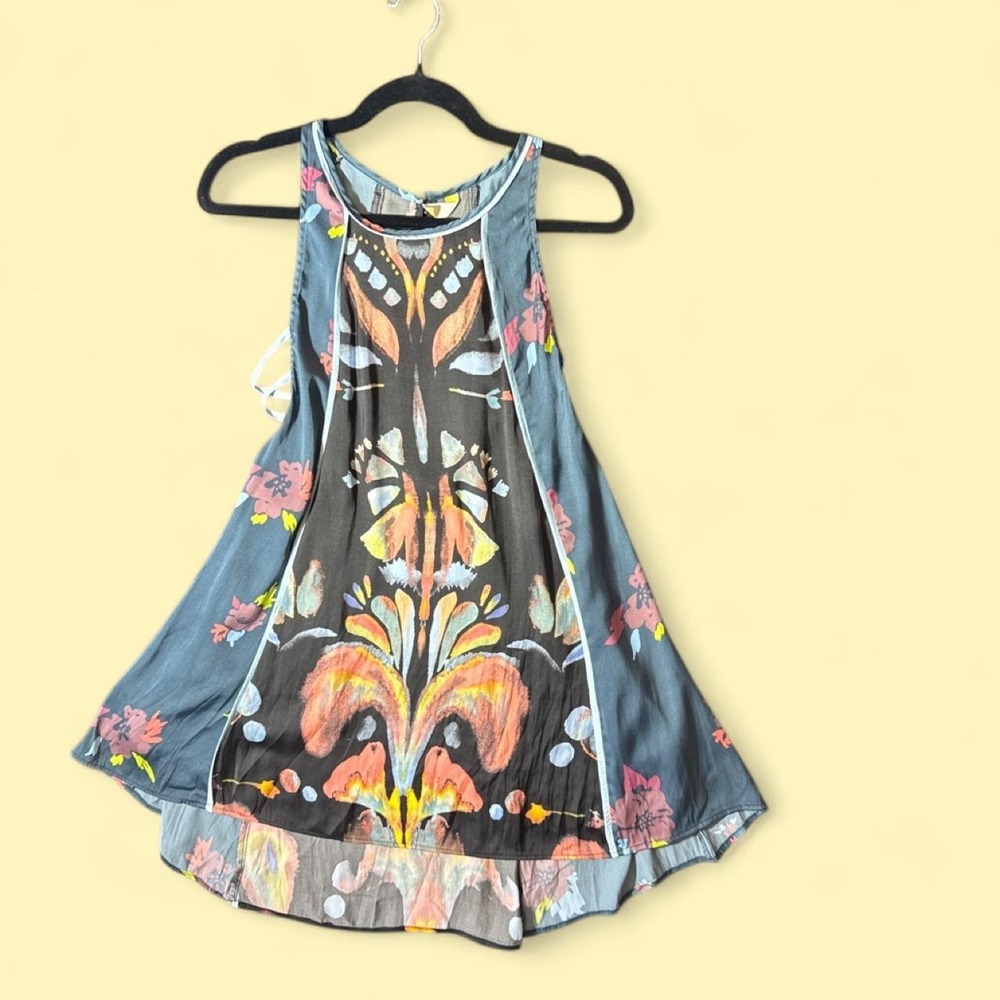 Free People Printed Swing Dress with Pockets | Sleeveless Boho Mini Dress